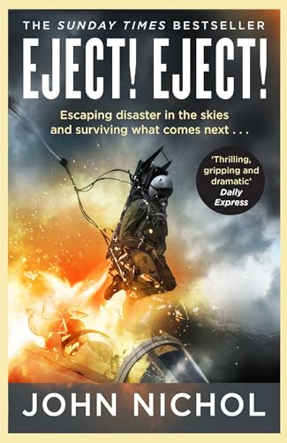 A fighter pilot ejects from an exploding aircraft in this book cover illustration.