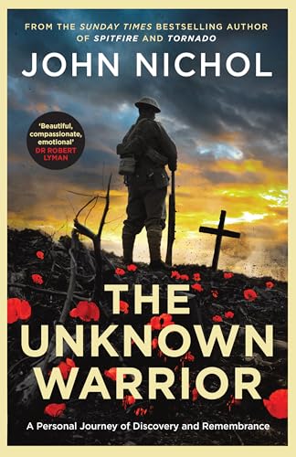 Book cover: soldier silhouette in a war landscape with poppies.