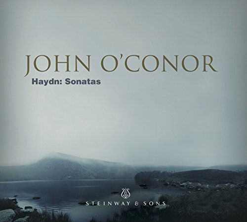 CD cover for John O’Conor’s “Haydn: Sonatas” with a landscape background.