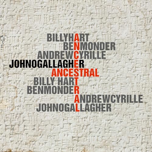 Album cover with names and the word Ancestral arranged as a vertical crossword puzzle.