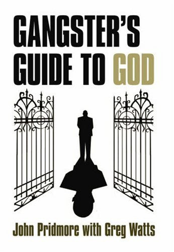 Book cover: silhouetted figure before ornate gates, title "Gangster's Guide to God".