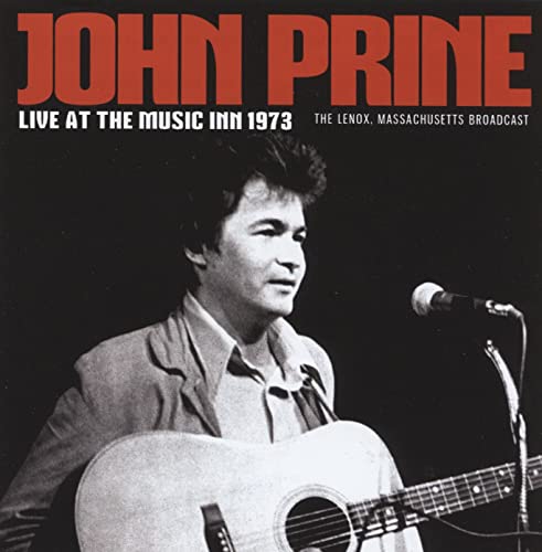 Black and white album cover featuring John Prine with a guitar and microphone.