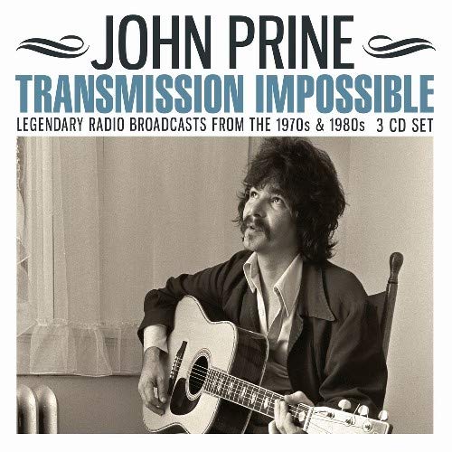John Prine album cover: black and white photo of Prine with guitar.
