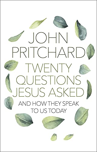 White book cover with green leaves and black text: "Twenty Questions Jesus Asked".