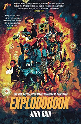 Book cover depicting multiple 80s action movie heroes in a chaotic collage.