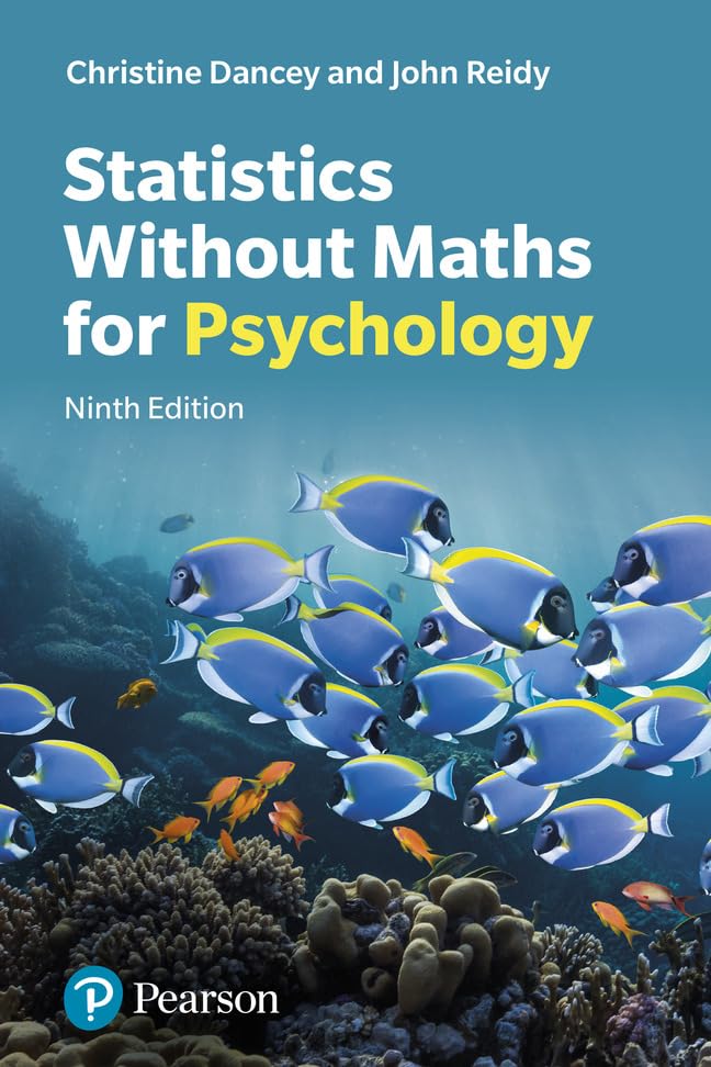 Book cover for Statistics Without Maths for Psychology featuring blue fish over a reef.