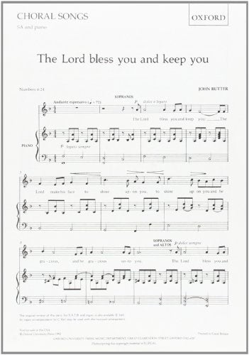 Sheet music for choral song "The Lord bless you and keep you.