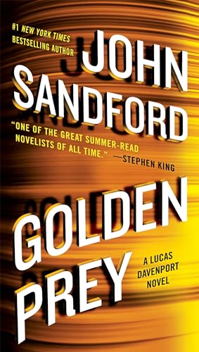 Book cover for John Sandford’s “Golden Prey” with gold and white text.