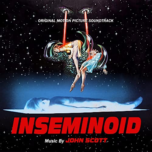 “Inseminoid” soundtrack CD cover: woman suspended in green light, space background.