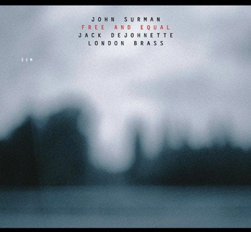 "Blurry album cover with artist names and title in black and red text."
