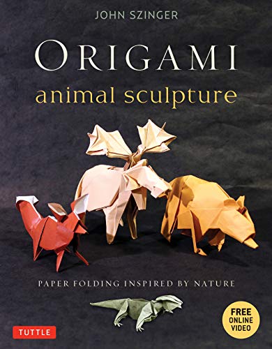 Book cover featuring folded paper animal sculptures: crane, fox, bear, and dinosaur.