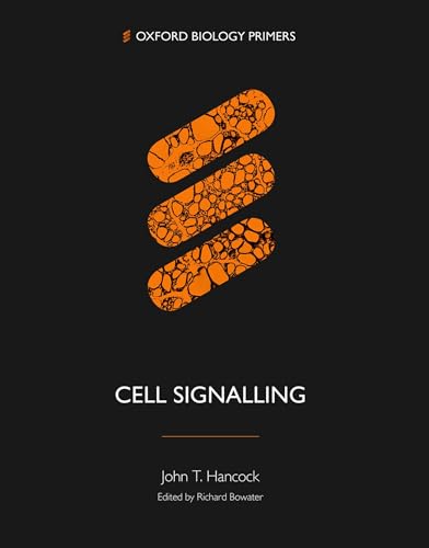 Book cover for "Cell Signalling" with orange cell illustrations.