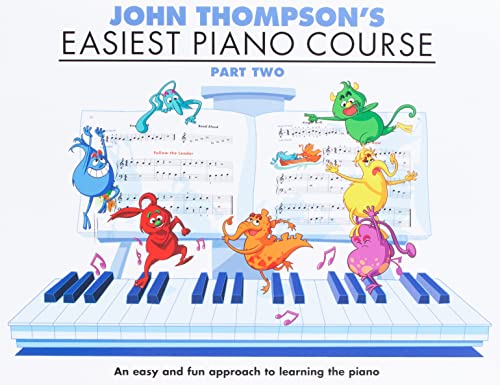 Piano course book cover with colorful cartoon characters and sheet music.