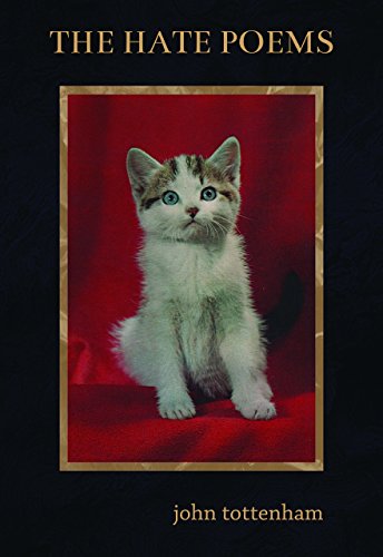 Book cover: "The Hate Poems" featuring a kitten on red velvet.