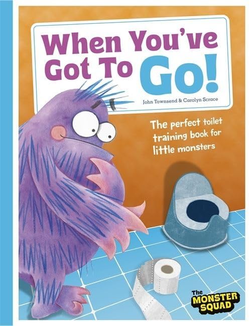 Purple monster near a small, yellow potty with toilet paper.