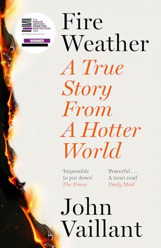 Book cover for “Fire Weather” with flames and bold text.