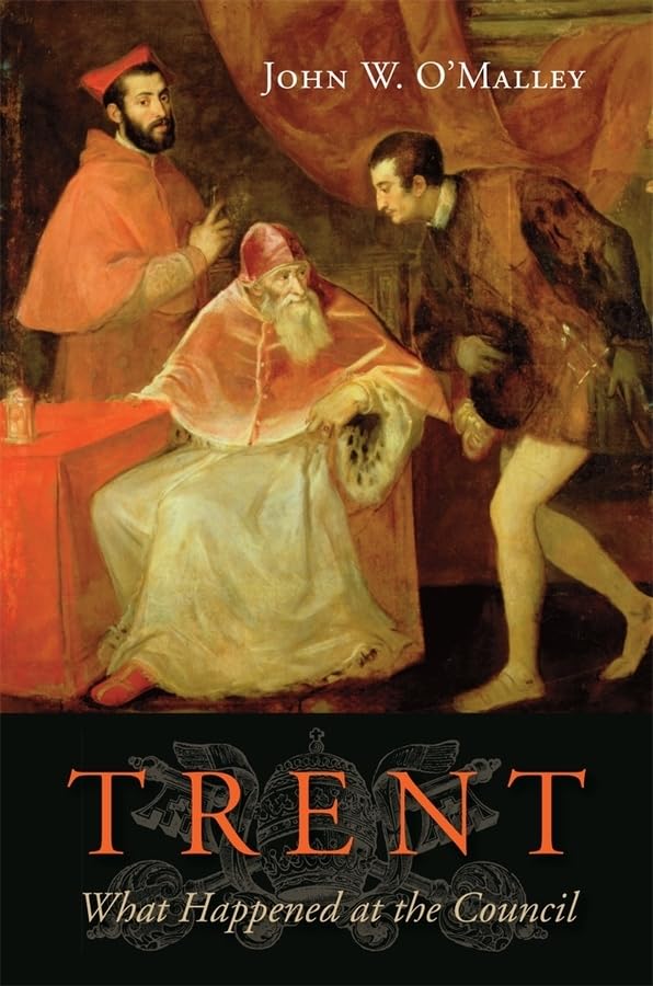 Book cover depicting Renaissance clergy with title "Trent: What Happened at the Council".