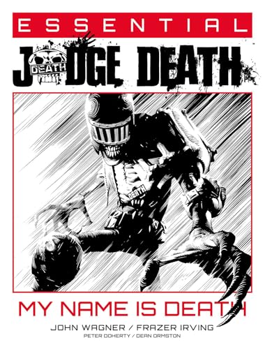 Black and white comic book cover featuring the villain Judge Death lunging forward.
