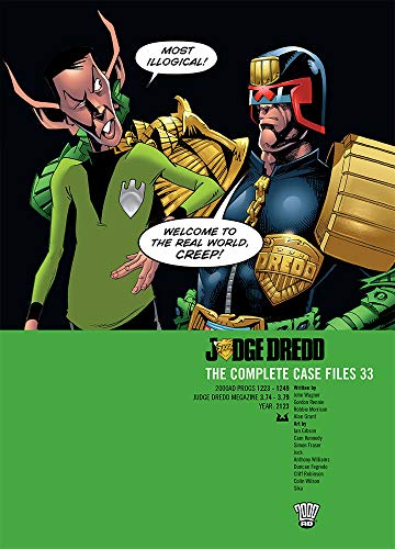 Judge Dredd and a green alien on the cover of Case Files 33.