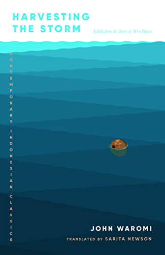 Book cover: blue waves, small boat, and text “Harvesting the Storm.”