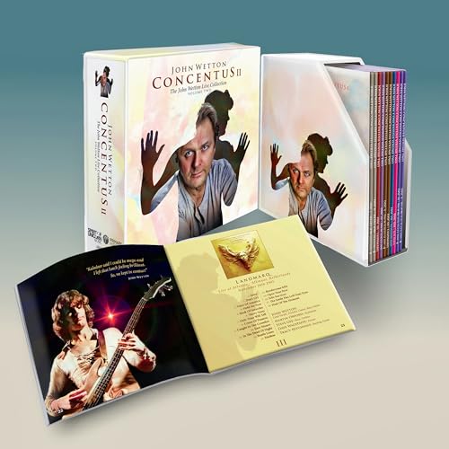 A John Wetton box set featuring a photo of him, CDs, and an open booklet.