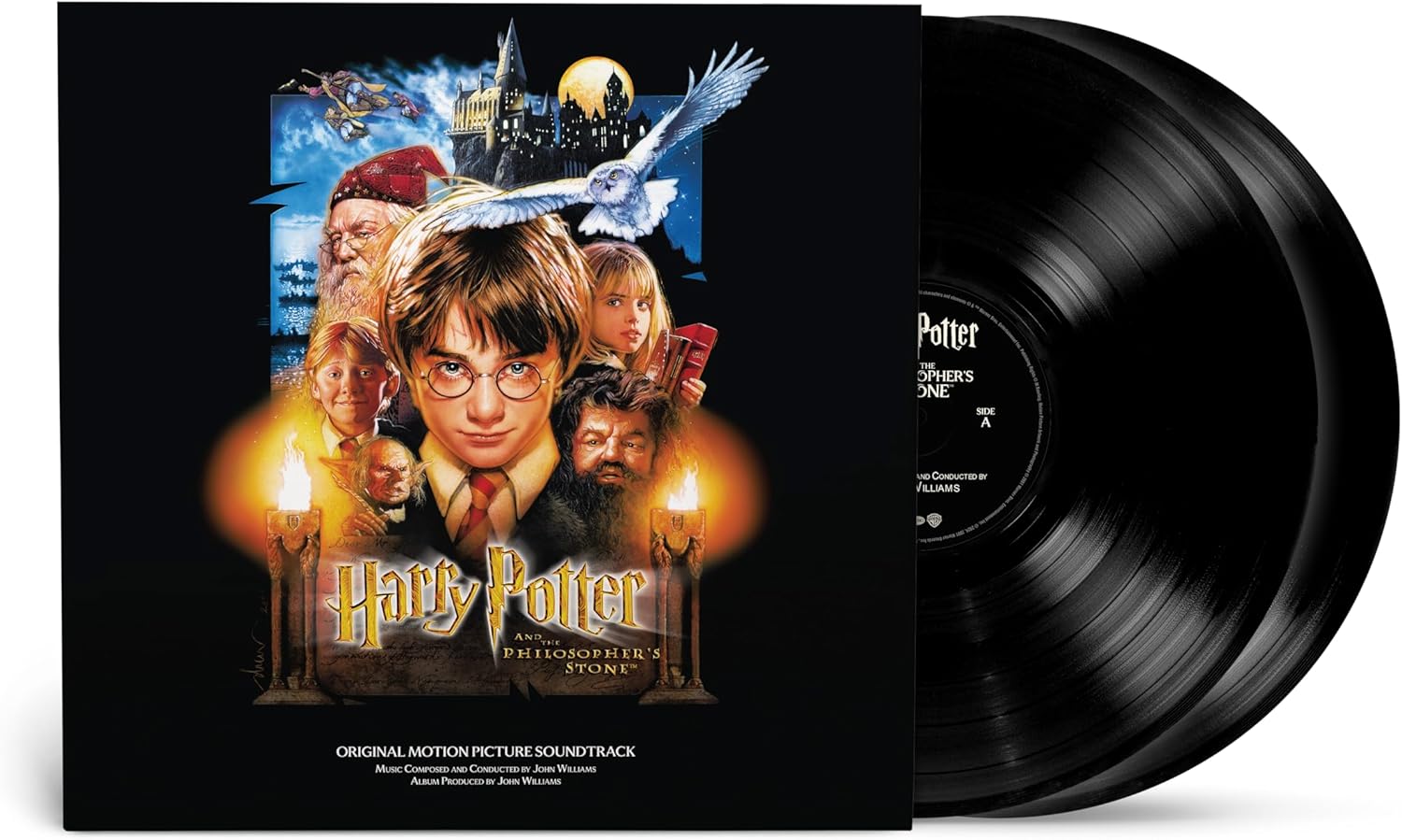 Harry Potter and the Philosopher's Stone vinyl record with film artwork.
