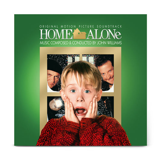 “Home Alone” soundtrack CD cover with child’s surprised face and burglars.