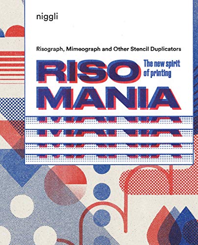 Book cover for "Risomania" with bold text and colorful geometric patterns.
