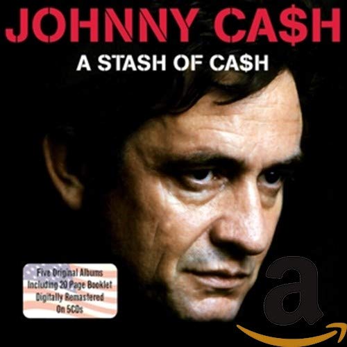 Close-up of Johnny Cash on the album cover “A Stash Of Cash.”