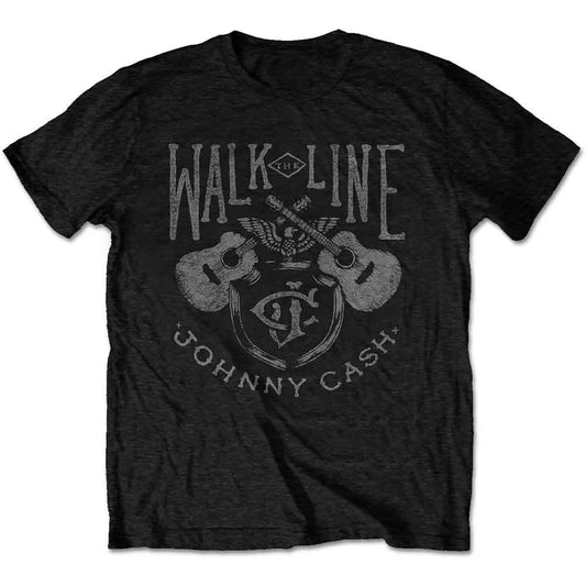 Black t-shirt with "Walk the Line" and Johnny Cash graphic.