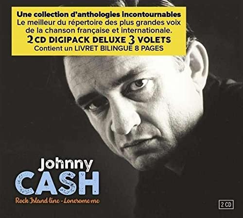 Johnny Cash CD cover featuring a black and white portrait of the singer.
