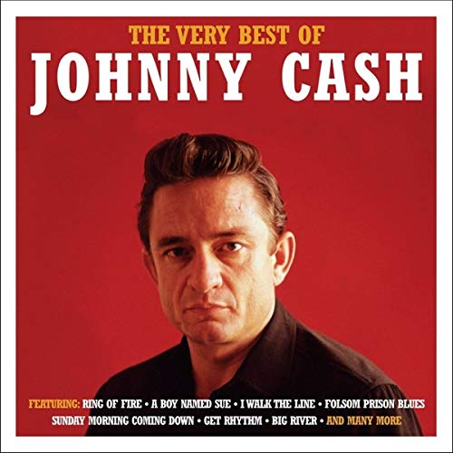 Johnny Cash album cover featuring a portrait of the artist against a red background.