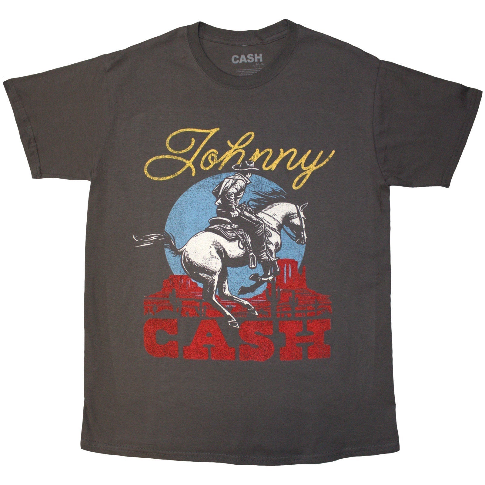 Black t-shirt with a graphic of Johnny Cash on horseback, size X-Large.