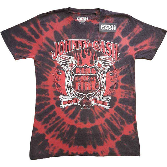 Dip-dye t-shirt with "Ring of Fire" and Johnny Cash imagery, size small.