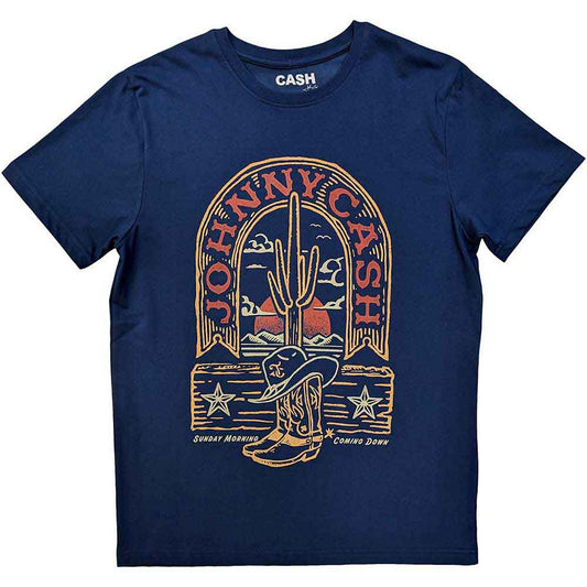 Black t-shirt featuring Johnny Cash’s “Sunday Morning” album cover art.