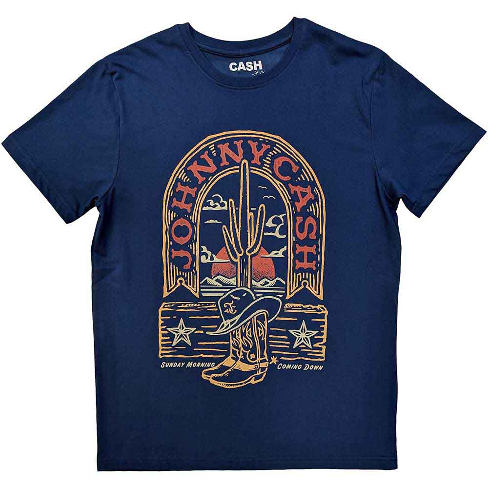 Black t-shirt featuring Johnny Cash’s “Sunday Morning” album cover art.