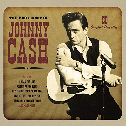 Johnny Cash CD cover featuring a portrait of the singer with a guitar.
