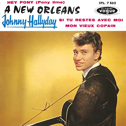 Johnny Hallyday EP cover: portrait of a young singer with a guitar.
