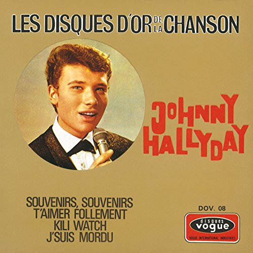 Johnny Hallyday EP cover: portrait of a young singer with a microphone.