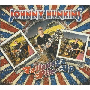 CD cover featuring Johnny Hunkins with guitars and yellow cars against a starburst background.