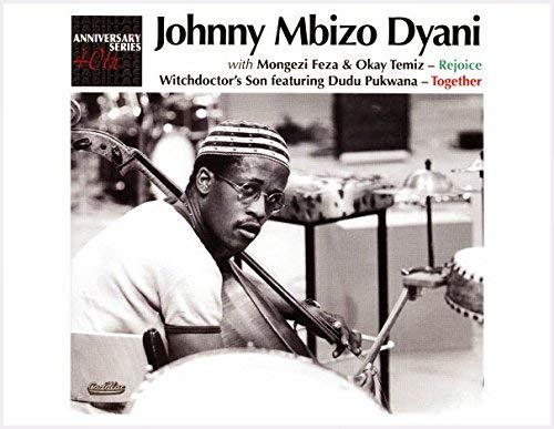Black and white CD cover featuring Johnny Mbizo Dyani playing a double bass.