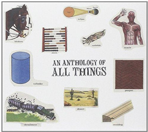 CD cover featuring collage of diverse images: horse, anatomy, desert, train.