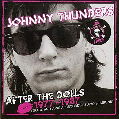 Johnny Thunders CD cover: black and white portrait with pink text.