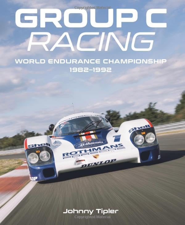 Book cover: "Group C Racing" featuring a blue Porsche race car.