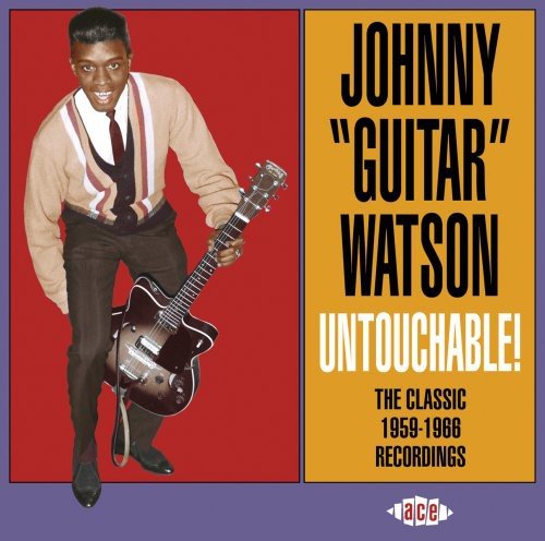 CD cover featuring Johnny "Guitar" Watson holding a guitar against a red background.