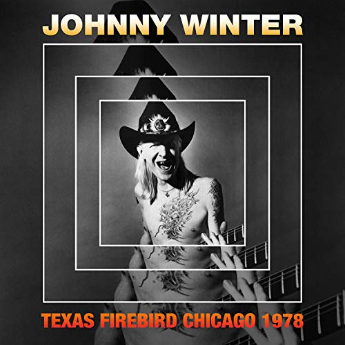 Johnny Winter album cover: black and white portrait with hat and tattoos.
