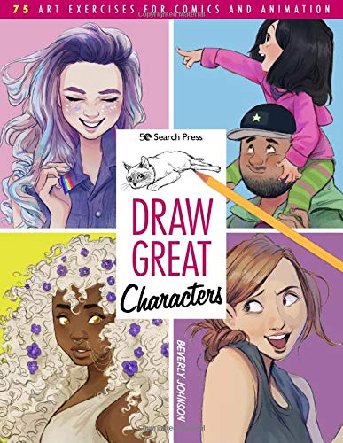 Book cover with illustrated diverse characters and art exercises title.