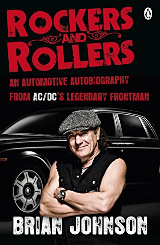 Book cover featuring Brian Johnson in a flat cap standing before a black car.