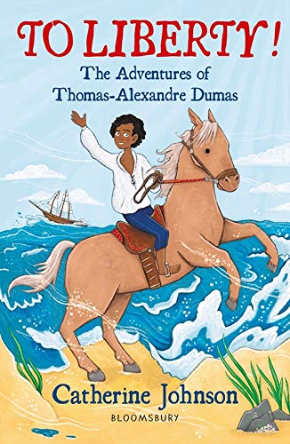 Book cover depicting a young Black man riding a horse through waves.