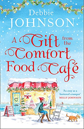 Book cover with snowy café illustration, titled “A Gift from the Comfort Food Café.”